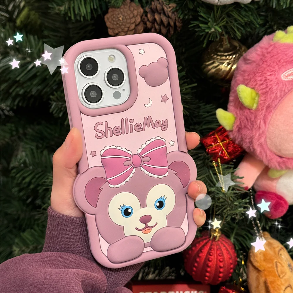 The Disney Bear Duffy and ShellieMay Doll character Phone Case for iPhone 11 12 13 14 15 Plus 16 Pro Max 3d Soft Silicone Cover