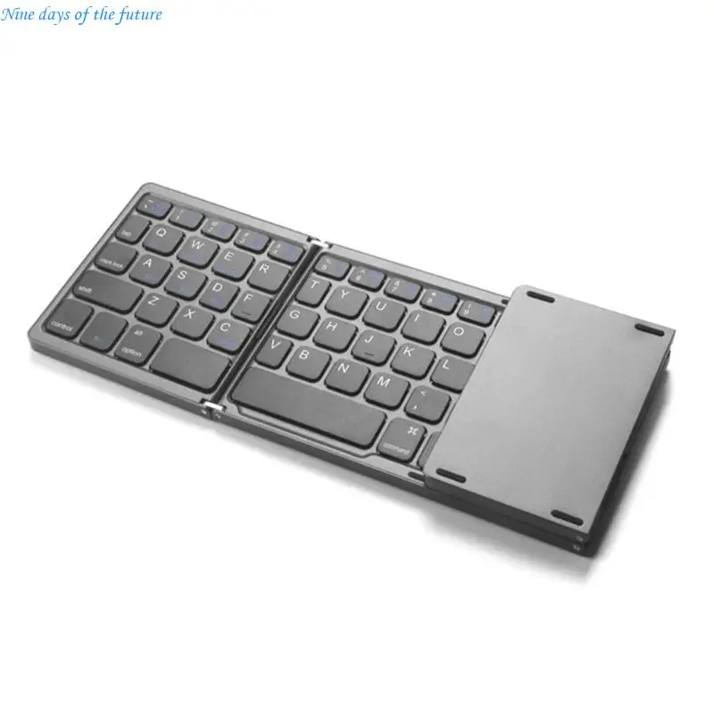Triple Fold Wireless Keyboard Bluetooth-compatible5.1 With Press Touch- Pad Multi-System Rechargeable for Phone Tablet E65A