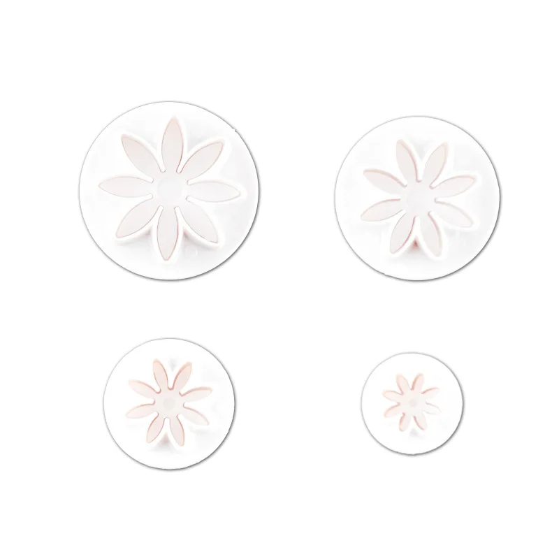 4Pcs Wedding Daisy Flower Cake Plunger Fondant Cookie Cutter Mold Plum Baking Decorating Biscuit Stamps For Kitchen Accessories