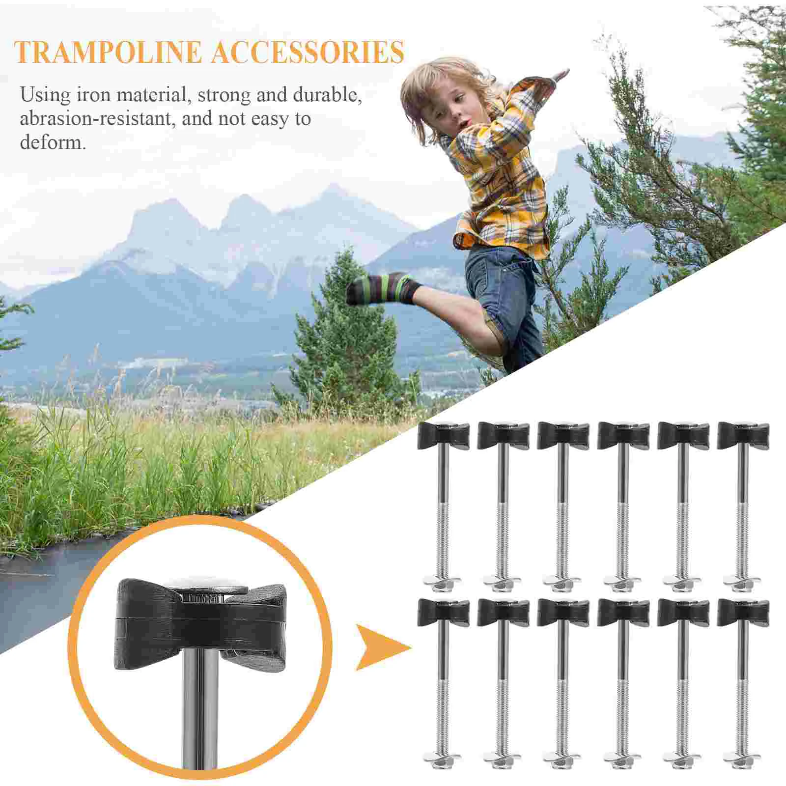 12 Pcs Trampoline Screws for Kids Replacement Parts Iron Long Child Fixed Tools