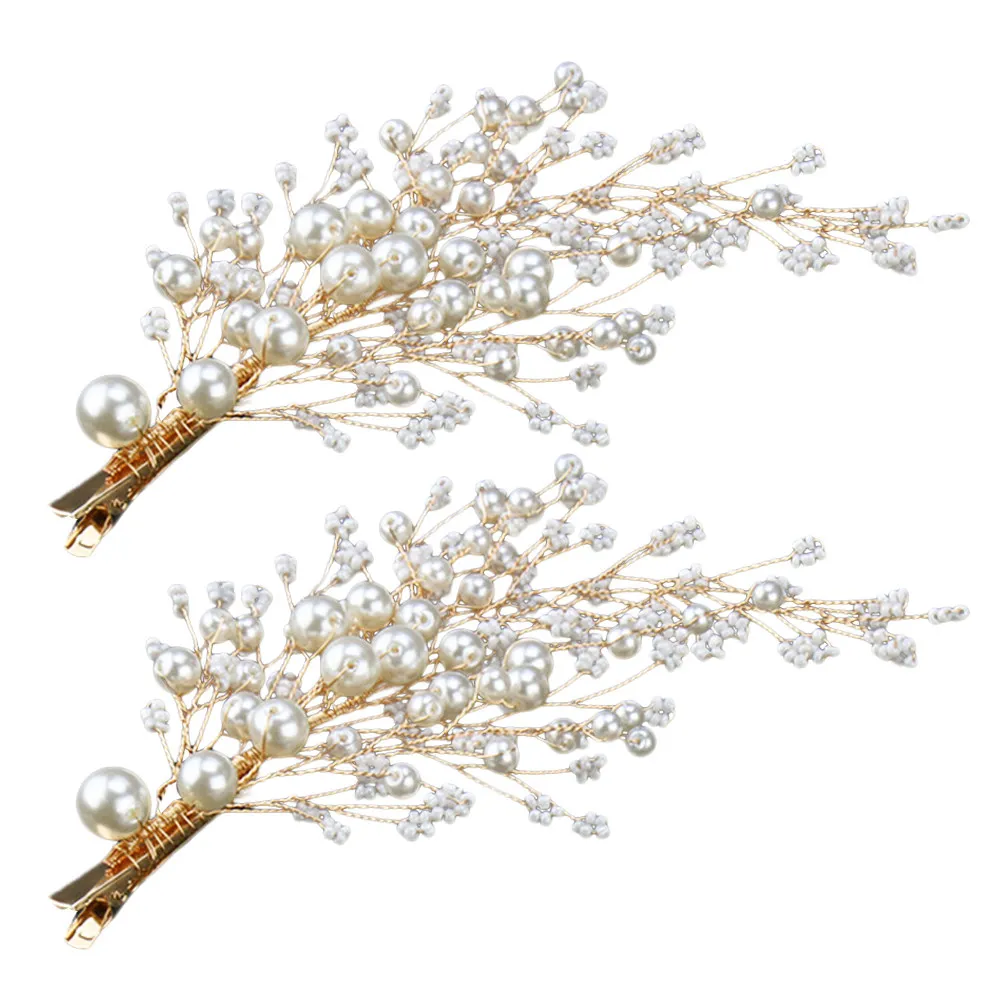 

1Pair Premium Pearl Hair Clips Simple Exquisite Design Updo Bridal Headdress Wedding Hair Decor for Lady Girl Gift