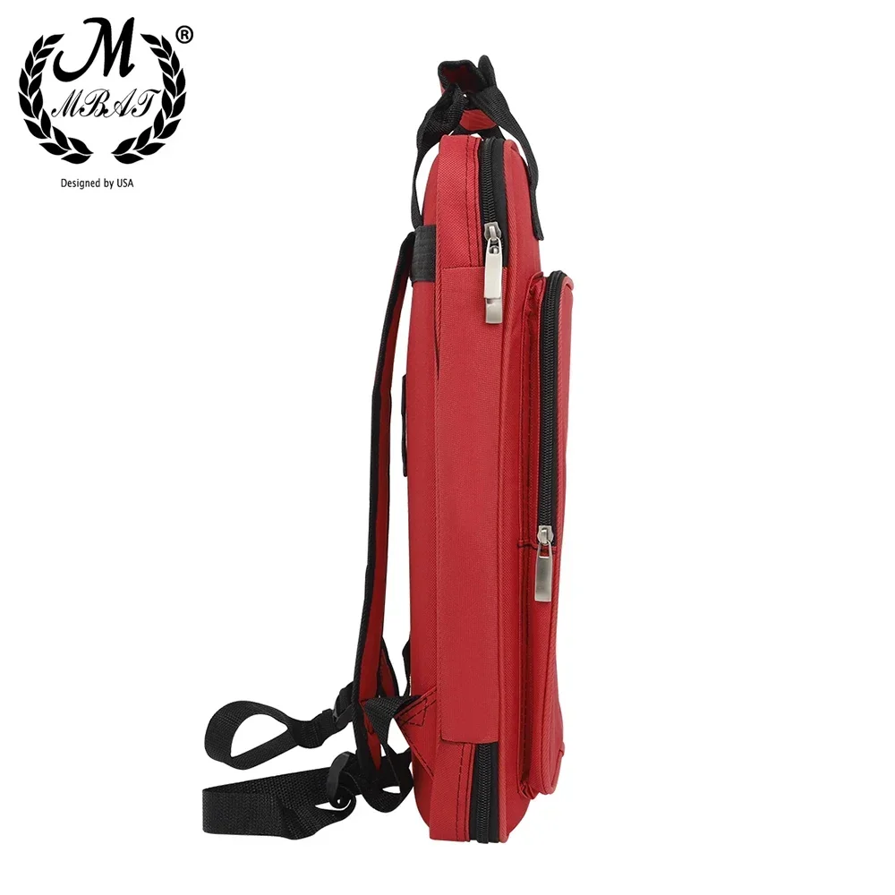 M MBAT Drum Stick Bag Cotton and Thickened Multi Functional Storage Red Shoulder Drum Bag Drumsticks Carrying Case Backpack Bag