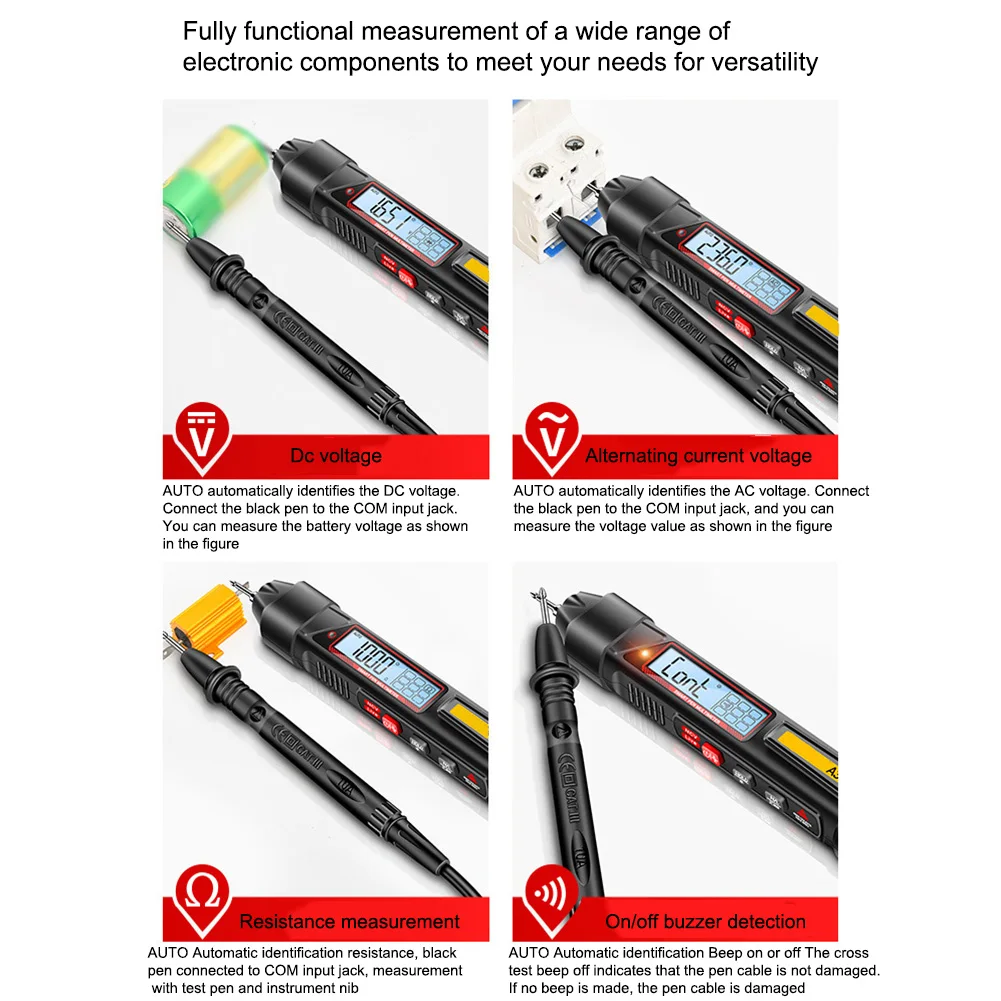 Live Wire Identification Multi-function Pen Multimeter For Electricians Auto Shutdown Buzzer Alarm NCV Induction Power Supply