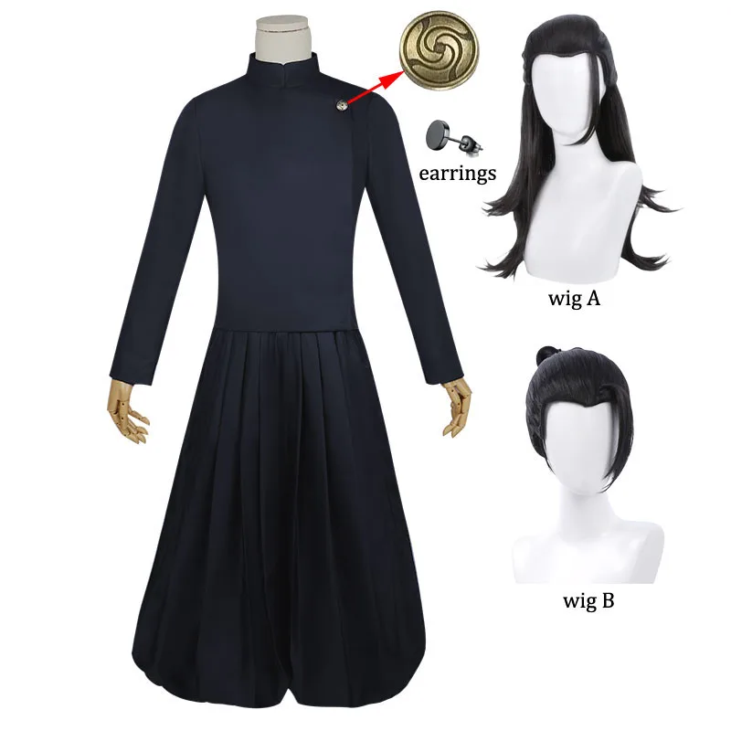 

Geto Suguru Cosplay Anime Jujutsu Kaisen Cosplay Costume Wig Earrings Adult Children Dark Blue Shirt Pants High School Uniform