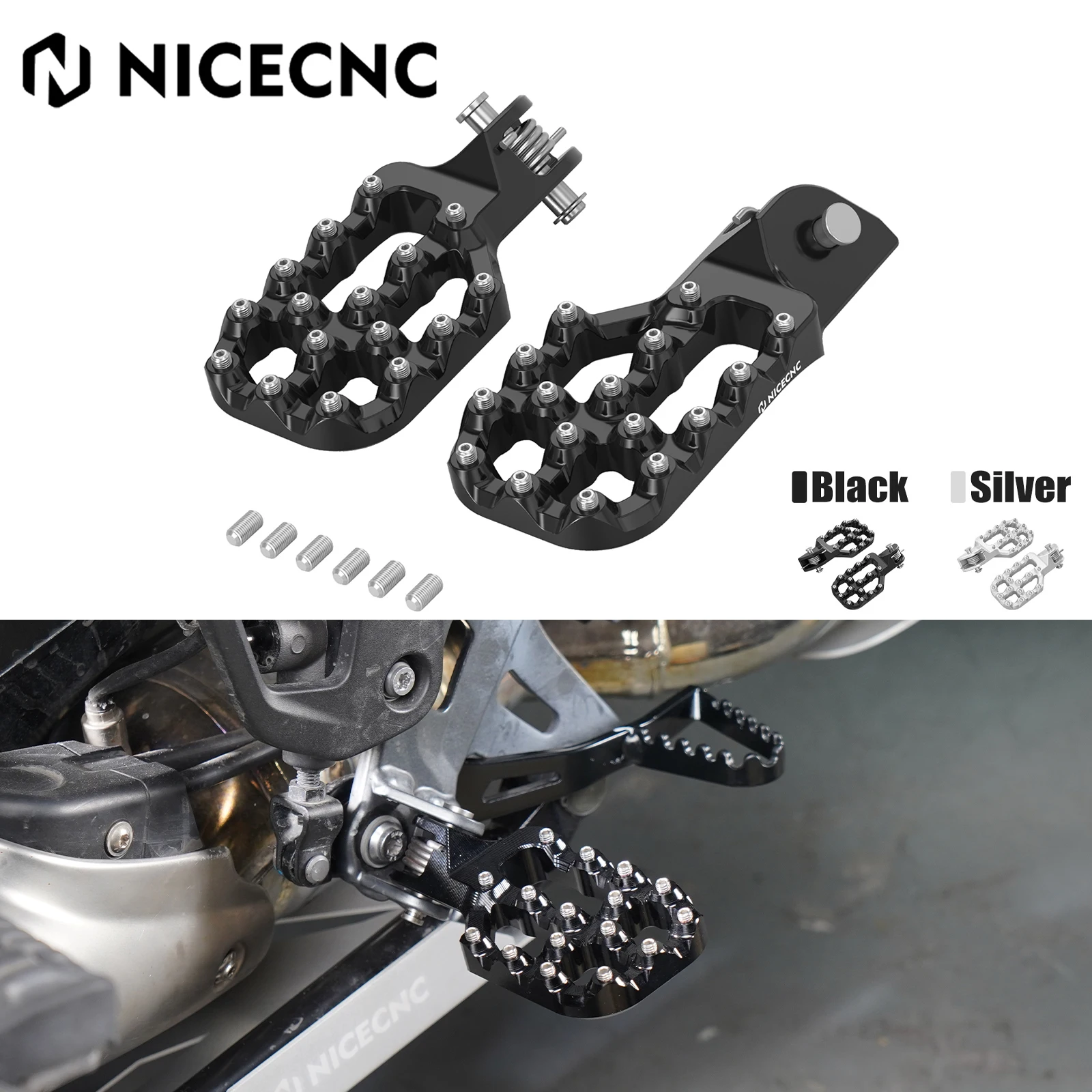 

For BMW 2019-2024 R1250GS/Adventure R 1250 GS Wide Offset Footpegs Footrests R1200GS GAS R 1200 GS R1200GS Adventure 2013-2018
