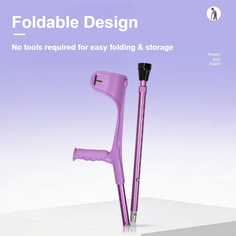 Crutch Folding Elbow Forearm Walking Medical Rehab Adjustable Lightweight Portable Durable Adult Fracture Ankle Sprain Recovery