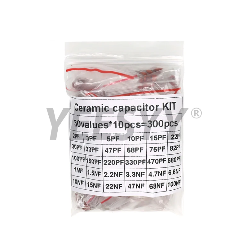 300pcs/lot Ceramic capacitor set pack 2PF-0.1UF 30 values*10pcs Electronic Components Package capacitor Assorted Kit samples Diy