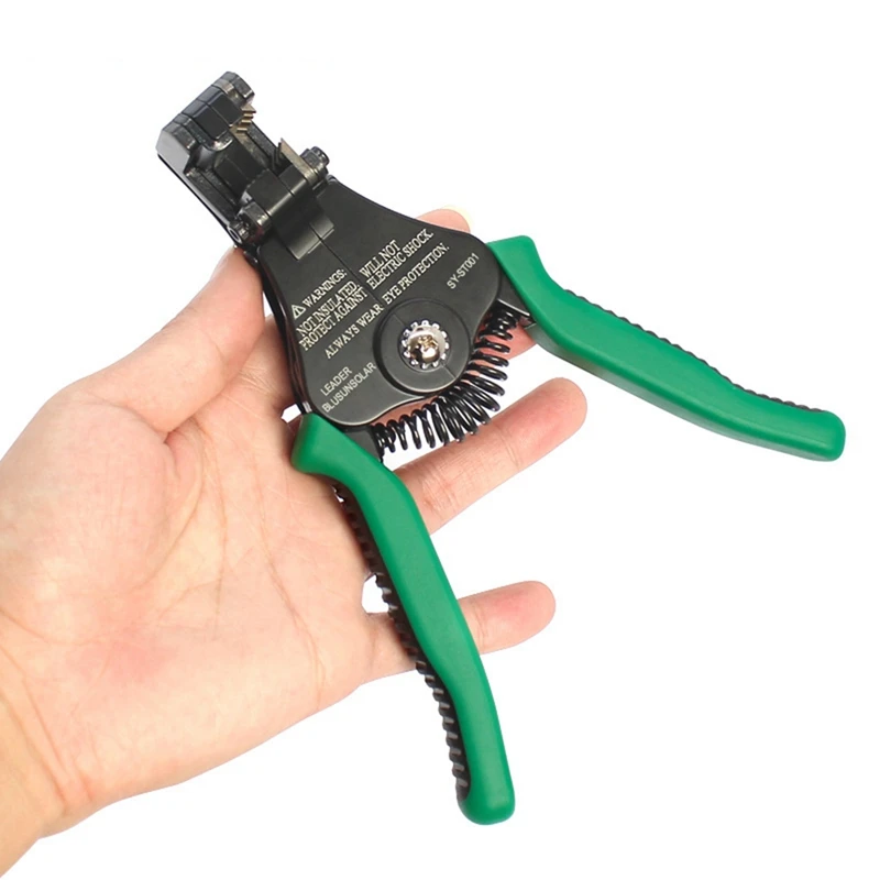 1 PCS AWG24-10 (0.2-6.0Mm2 ) WX-D2 Design Multifunctional Cable Stripper Green & Black Carbon Steel