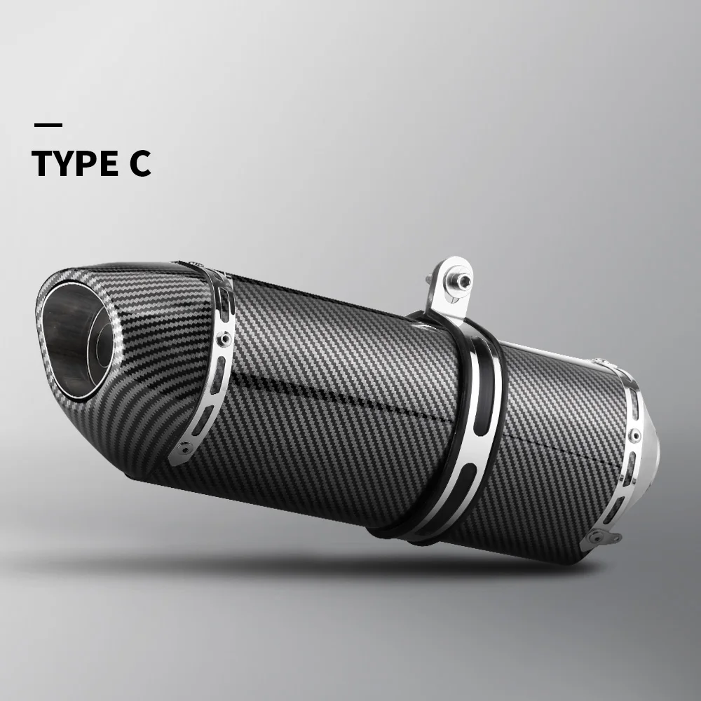 38-51mm Motorcycle Exhaust For Real Carbon Fiber Muffler Pipe Pitbike CB650F R77 z400 pcx 125 150 c650gt tmx530 cb500 adv350