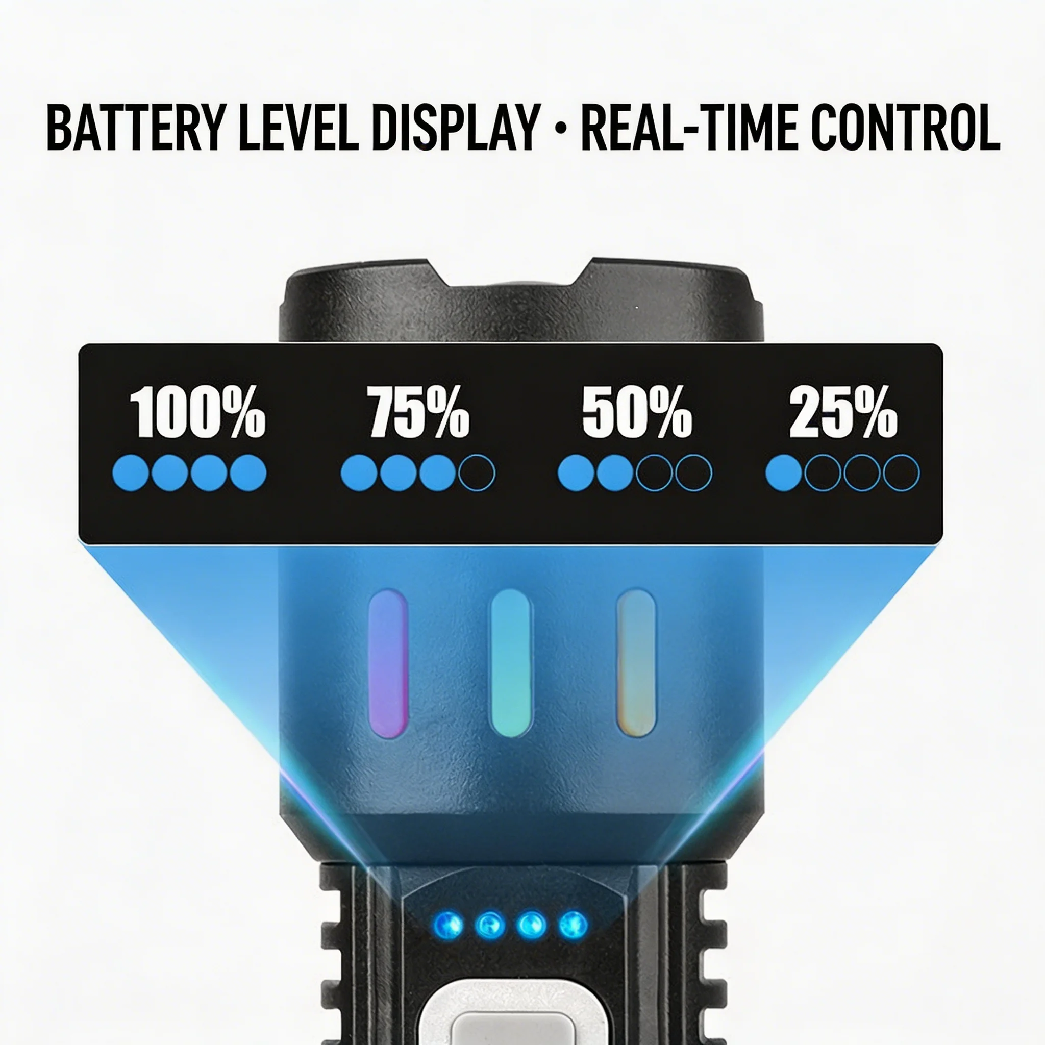 Laser LED Flashlight Rechargeable Portable Digital Display Zoomable High Power Super Bright Long Range Outdoor Emergency Torch