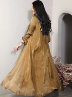 Robe de soirée marocaine femmes Abaya 2 pièces ensemble Satin soyeux dubaï robes musulmanes Eid Caftan soirée longue Robe robes Abayas Robe 3