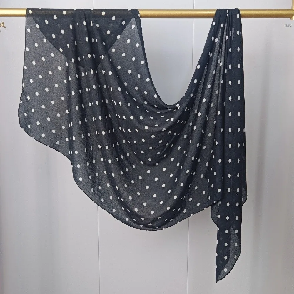 Fashion Sunscreen Polka Dot Headscarf Long Cotton Hijab Scarf Veil Head Wrap Thin Large Shawl Women