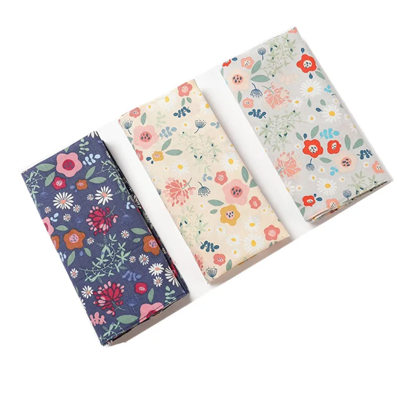 3Pcs 34x34cm 100% Cotton Flower Printed Women Handkerchiefs Soft Portable Square Scarf Wedding Party Gift