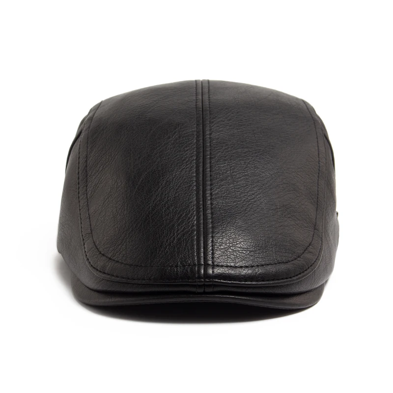 Fashion PU Leather Men Beret Autumn Winter Thicken Warm Women\'s Hat Vintage Newsboy Caps Visor Cap Higher Quality Unisex Berets
