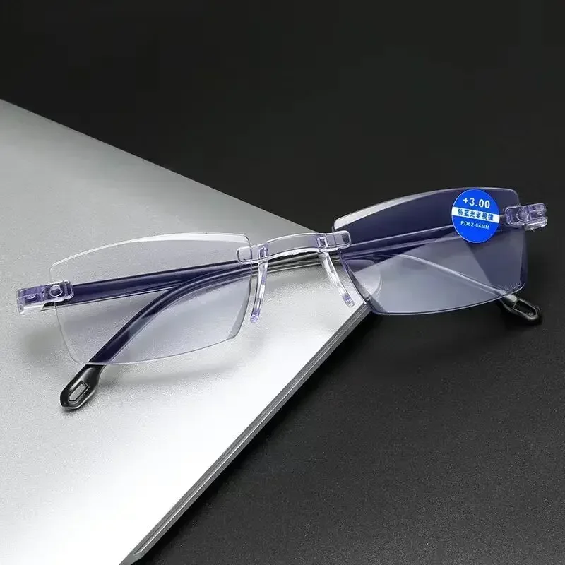 Anti Fatigue Rimless Near and Far Glasses Blue Light Blocking Reading Glasses Men Fashion Multifunctional Far Sight Eyewear