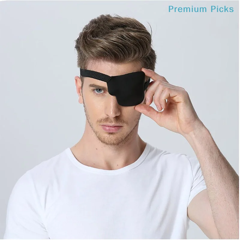 portable1PCS Black Single Eye Patch Adjustable 3D Foam Groove Eyeshades For Lazy Eyes  Use Concave Patch