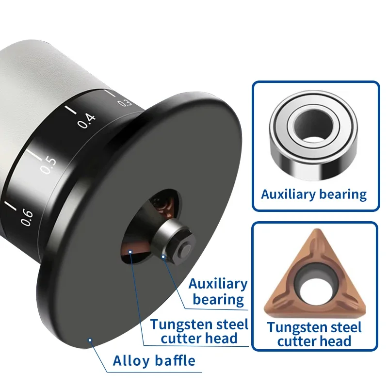 Handheld bevel cutting machine with rotating cutter, for cutting inclined suaces