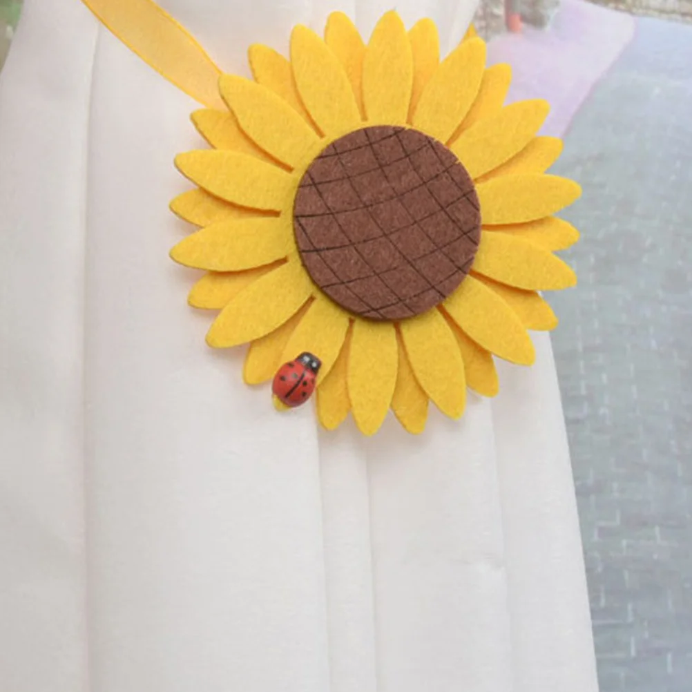

4Pcs Curtain Binding Buckle Cloth Material Elegant Room Decor Accessory Curtain Binding Clamp Sunflower Tie Backs
