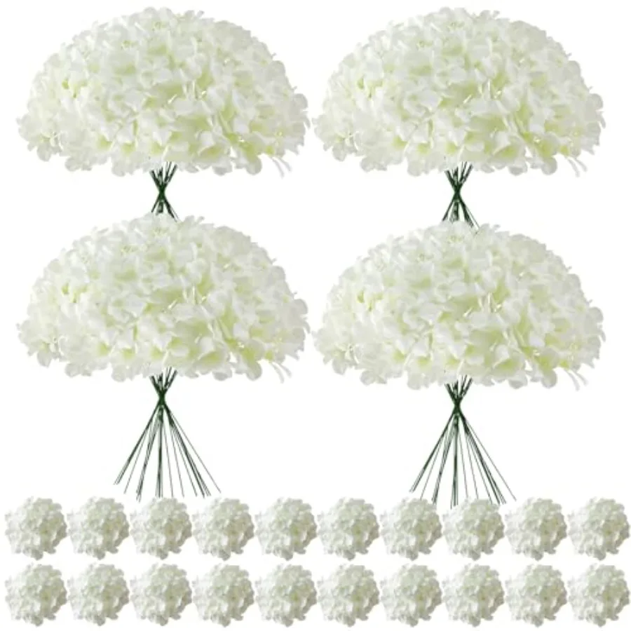 

Faux Hydrangea Artificial Flowers Bulk, Fake Silk Hydrangea Flowers Heads with Stems for Wedding Decorations Garden Party Baby