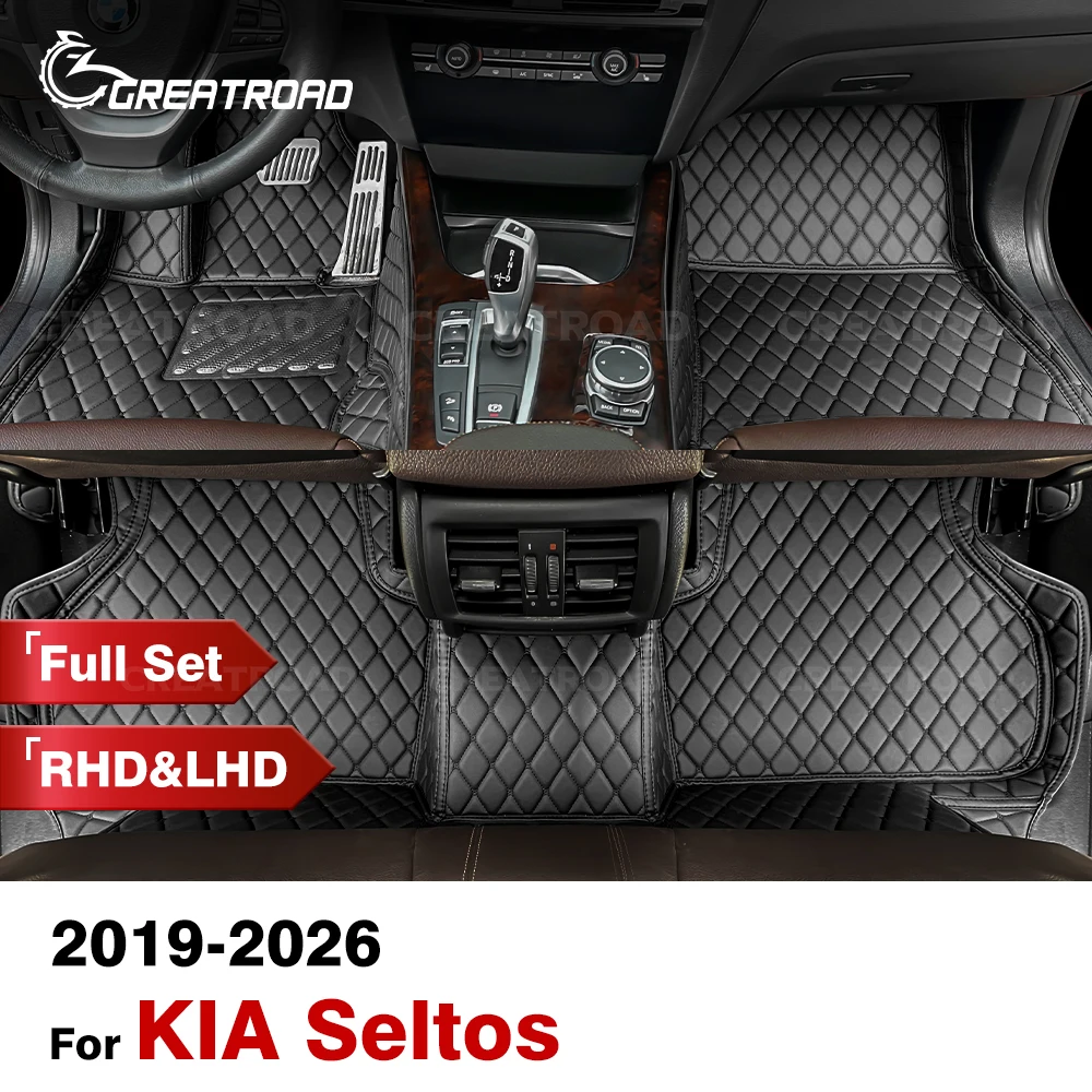 

Custom Car Floor Mats For KIA Seltos 2019-2026 2025 24 Automobile Carpet Cover Interior Details Accessories Protective Pad Parts