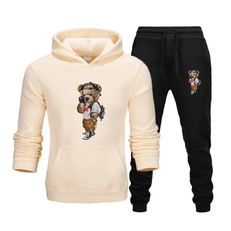 2024 Spring and Autumn brand men's hoodie sweatshirt + sweatpants 2 sets of autumn and winter warm tracksuit hooded jumper