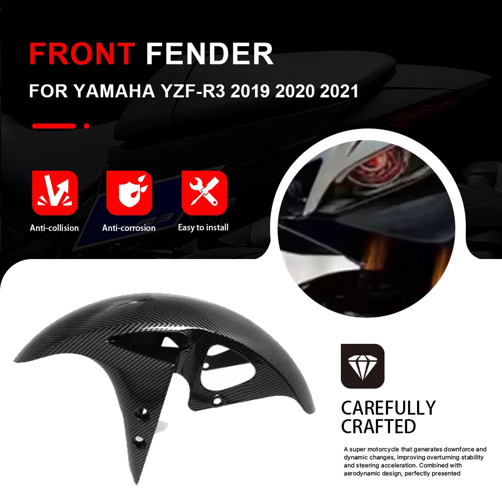 

For YAMAHA YZF-R3 YZFR3 2019 2020 2021 ABS Carbon Paint Motorcycle Front Tire Wheel Fender Splash Guard Mudguard Fairing
