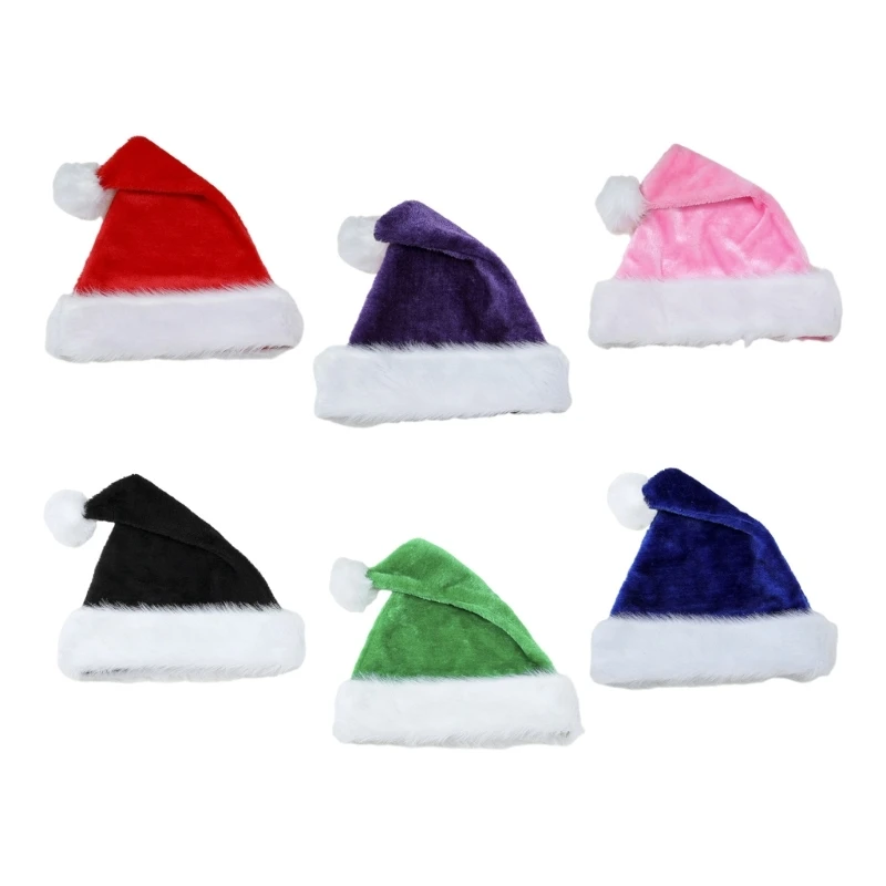 Christmas Santa Hat with Furry White Trim Multicolored Christmas Hat Supplies