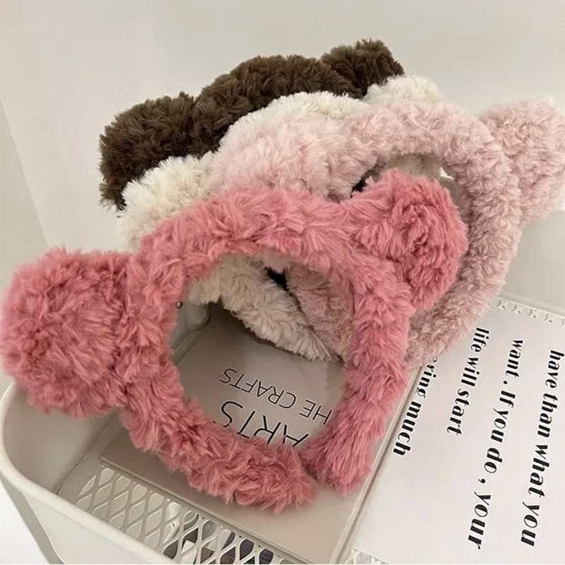 

Kawaii Disney Mickey Mouse Plush Headband for Women 2025 New Face Wash Cute Headband Hair Accessories Girl Gift