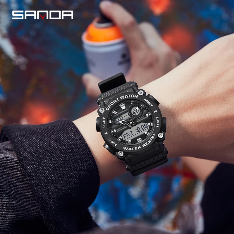 三田ファッションメンズ腕時計ミリタリー G スタイル防水スポーツウォッチアナログ電子 LED クォーツ腕時計新しい高級男時計