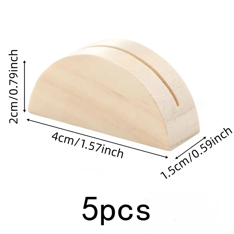 5 pcs Semi Circle Wood Bases, Natural Wood Finish for Seating Card Stands, Multipurpose, Versatile, Practical
