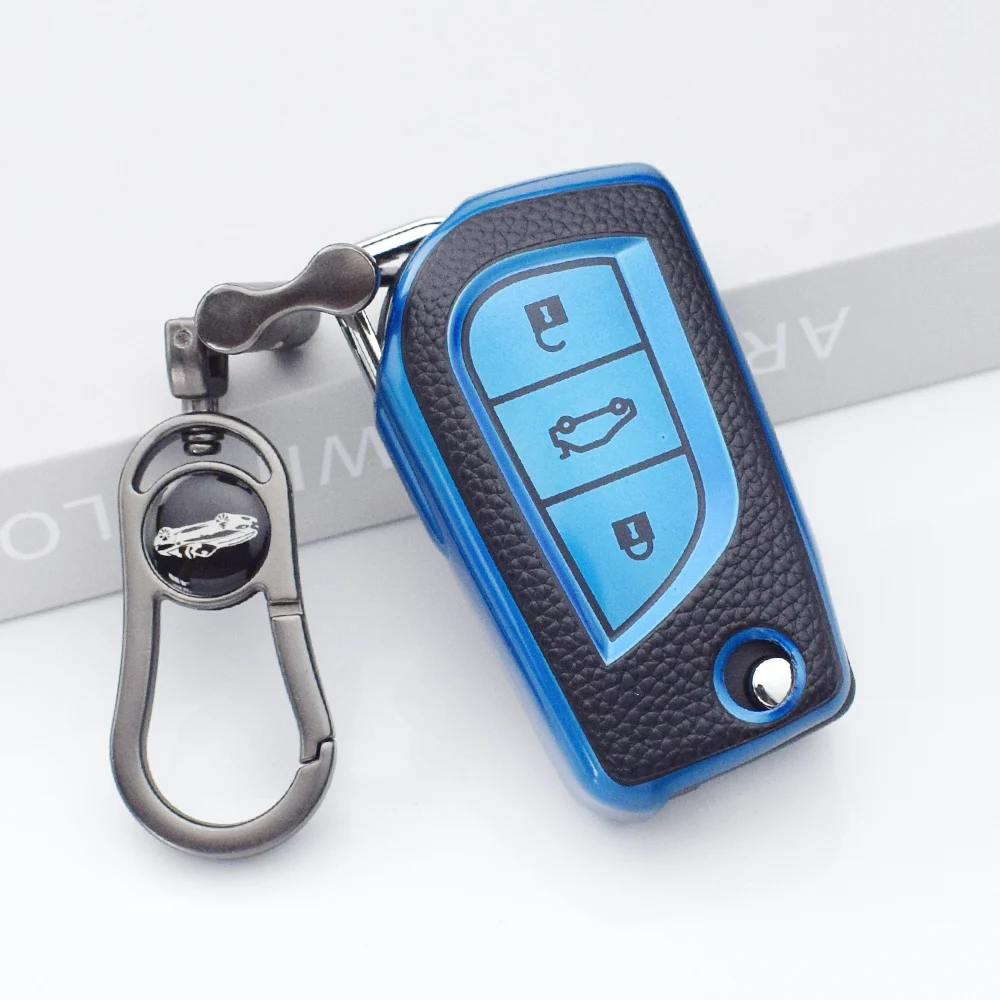 For Toyota Camry RAV4 Forturner Hilux Auris Corolla Avensis Verso Yaris Aygo Scion TC IM TPU Leather Car Remote Key Cover Case view 2