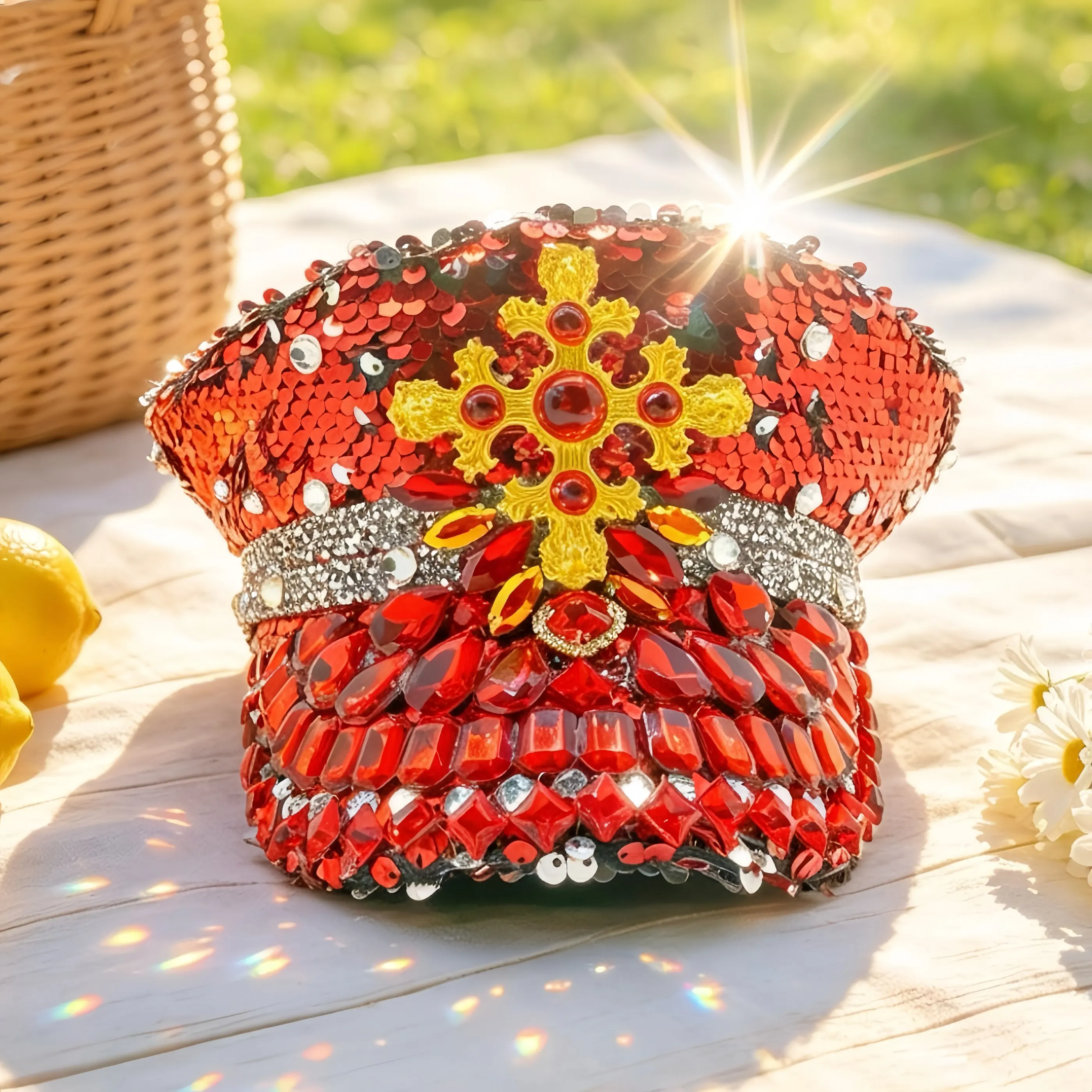 HongLuan Steampunk Captain Hat Rhinestone for Burning Man Festival Woman, Vintage Military Accessories & Military Cap Man