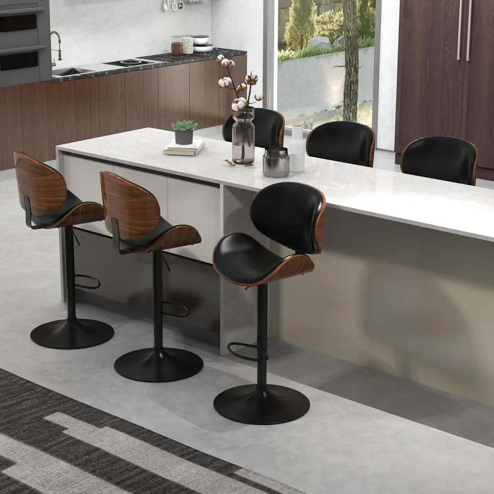 

Bar Stools Set of 6 for Kitchen Counter, Adjustable Height Chairs, Swivel Chair with Back and Footrest, Bar Stool Chair