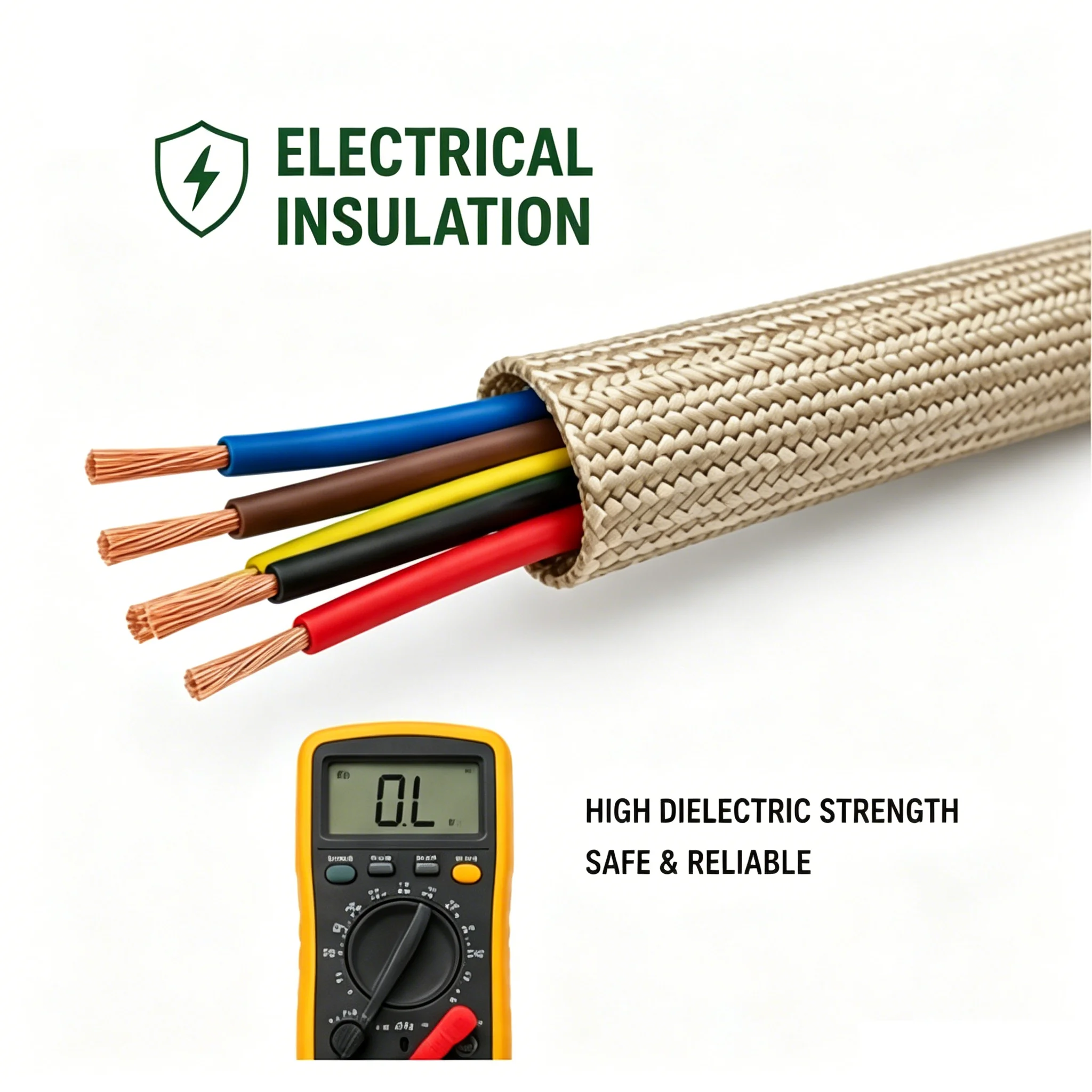 800℃ High Temp Fiberglass Sleeve, Flame Resistant Cable Insulation Tubing ID1-30mm Heat Resistant Wire Protection Sleeve