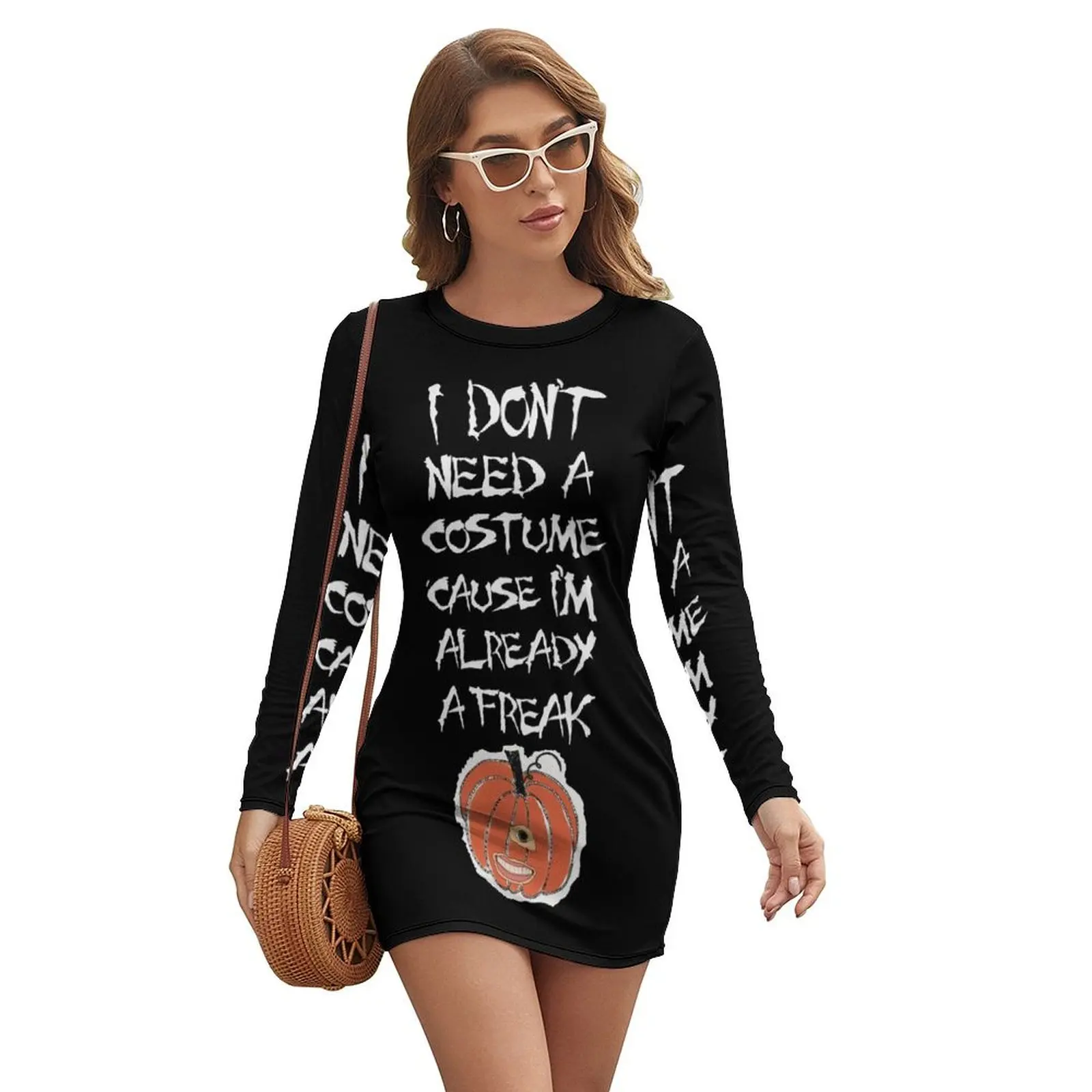 

Halloweenie Long-sleeved Dress Bride dresses evening dress woman beach outfits for women loose women's dress