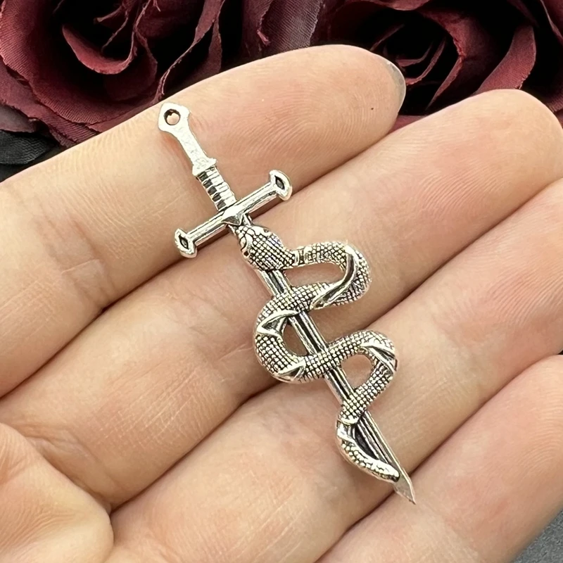 5pcs 54*17mm New Alloy Charm Snake Sword Charms Pendant Designer Charms For Jewelry Making DIY Jewelry Findings