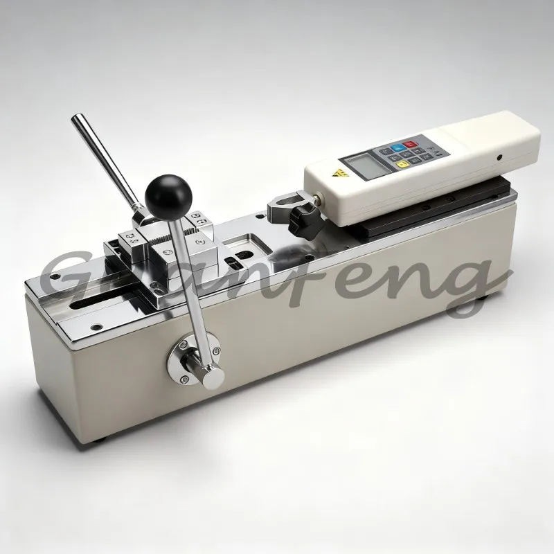 500N Max Load Manual Horizontal Force Test Stand with 150mm Effective Stroke Digital Pull/Push Tester Complete with Fixture for