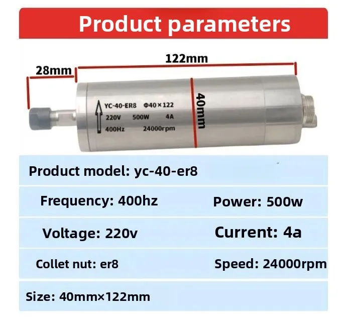2.2kw ER20 Water-Cooled Spindle Motor 220v/380v 4 Bearing 24000rpm  for CNC Router Woodworking Engraving