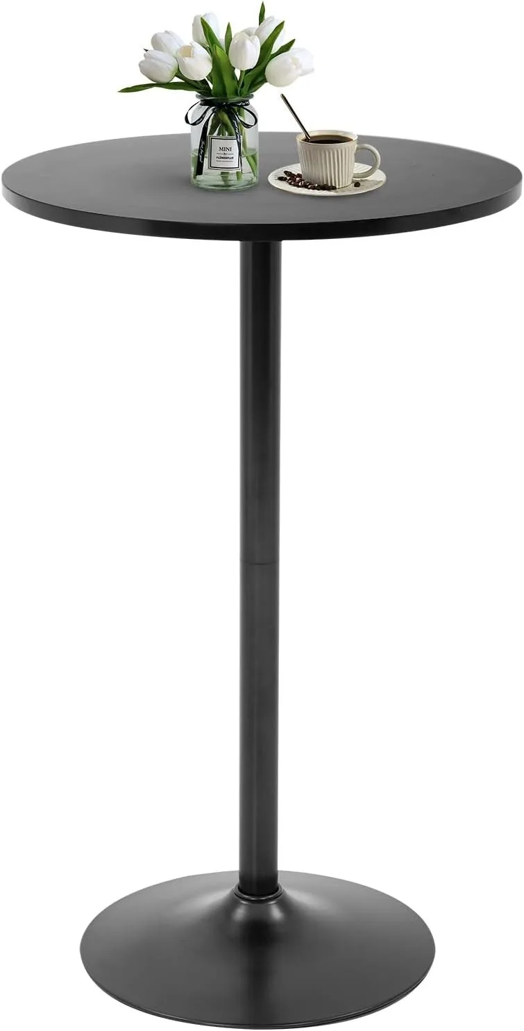 Modern Round Pub Hydraulic Dining Room Home Kitchen Bar Top Tall Table, Black