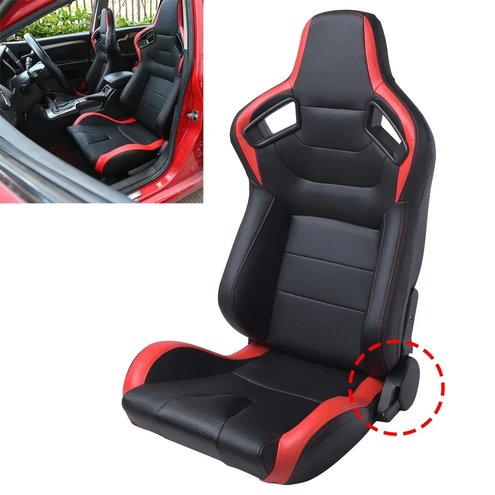 Car Racing Seats with 1 Slider Adjustable Universal Car Simulator Bucket Seats 3D Full Wrap High Quality PVC Leather Racing Seat