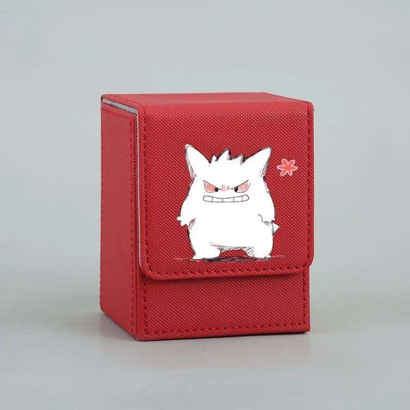 Pokemon Gengar Meowth Ivysaur Snorlax Squirtle Self Made Leather Card Storage Box Anime Classics Game Collection Cards Toy Gift