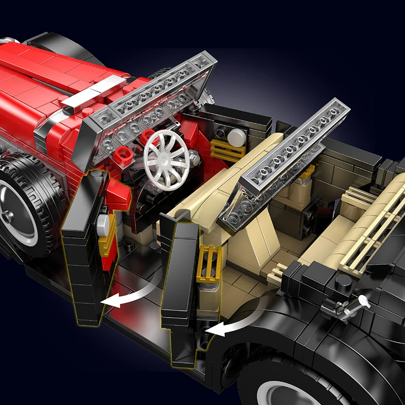 1308 pçs retro esportes carro blocos de construção modelo brinquedos pequenas partículas tijolos do veículo do vintage ornamentos criativos para presentes do feriado