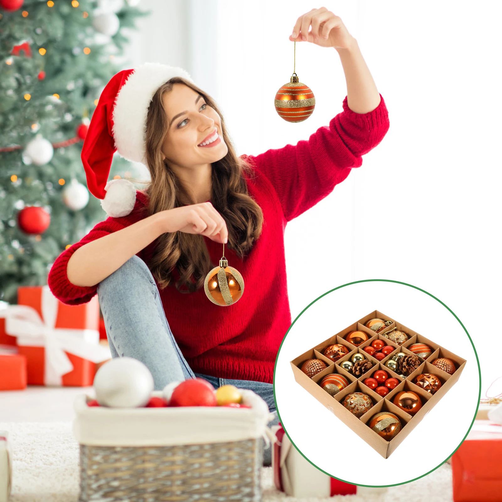 

42 Pcs Christmas Ball Ornaments Ceiling Hanging Decor Decoration Small Pendant Plastic Decorative Decors Decorations