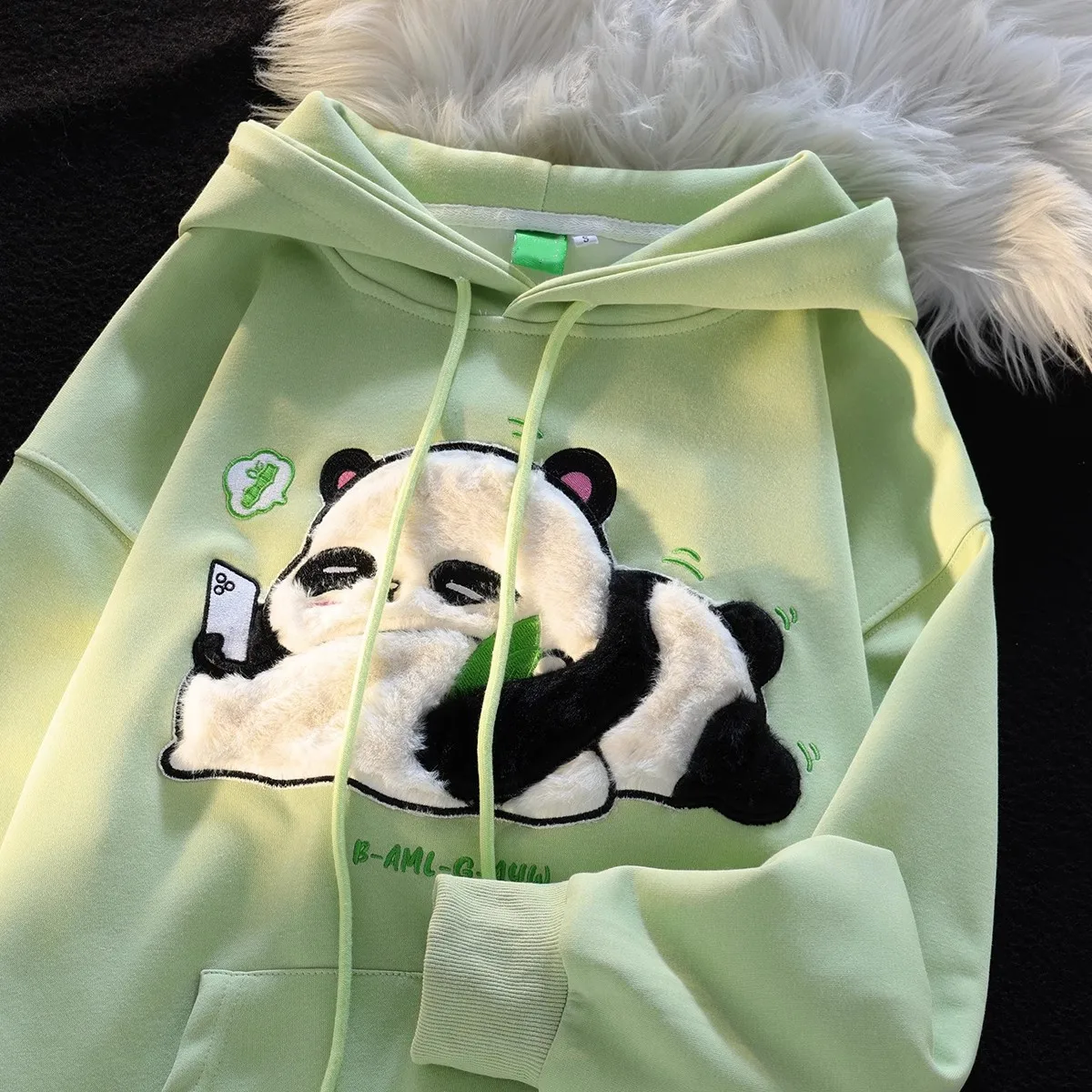 Autumn Winter Korean Chic Cartoon 3D Panda Pattern Hooded Shirt Women Loose Casual Sweatshirts Harajuku Hoodies Kawaii Clothes