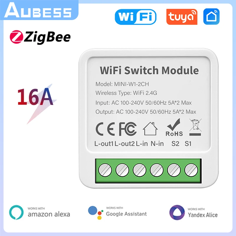 WiFi Zigbee Mini Breaker DIY Smart Home 2/3/4 Gang Switch 2 Way Control Smart Switch Module Work With Alexa Google Home Alice