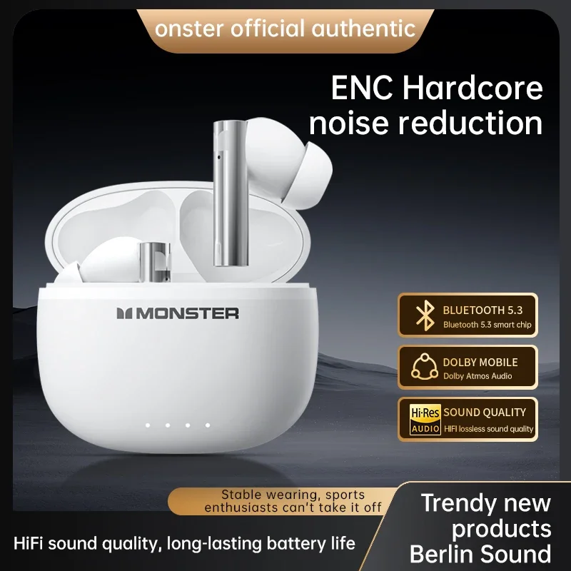 مونستر GT23 TWS Bluetooth5.3 سماعة لاسلكية نشطة إلغاء الضوضاء سماعات صوت ستيريو سماعة الألعاب لنظام أندرويد iOS