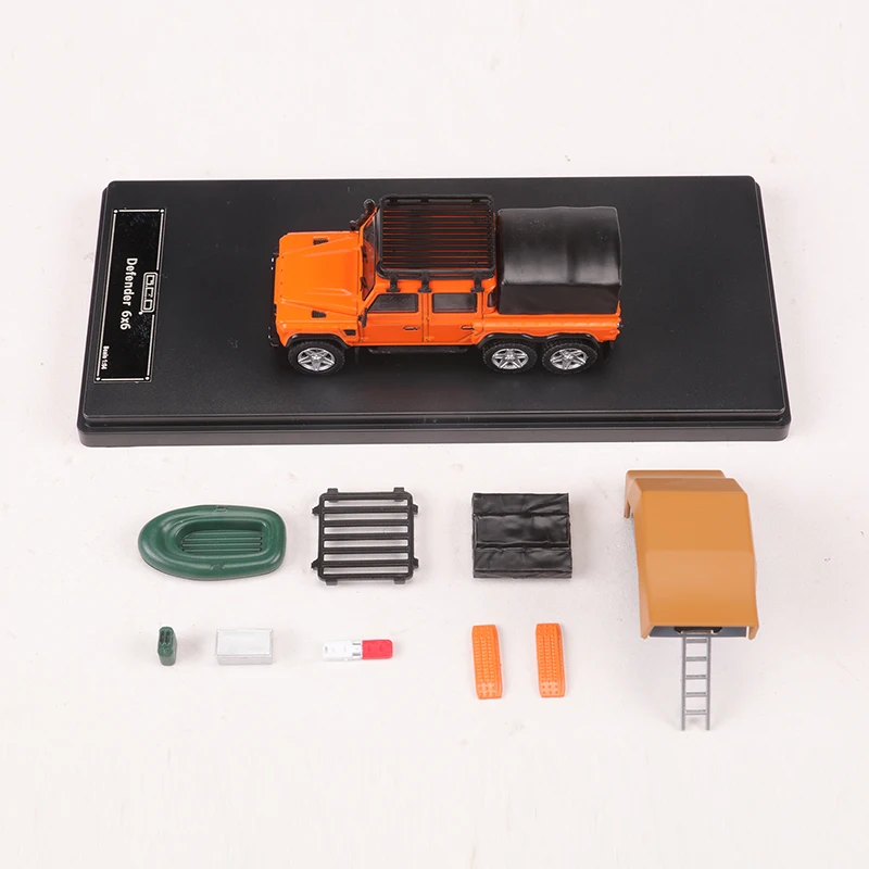 GCD 1:64 Land Rover Defender 6x6 ordinary Green /Orange/White RHD Diecast Model Car