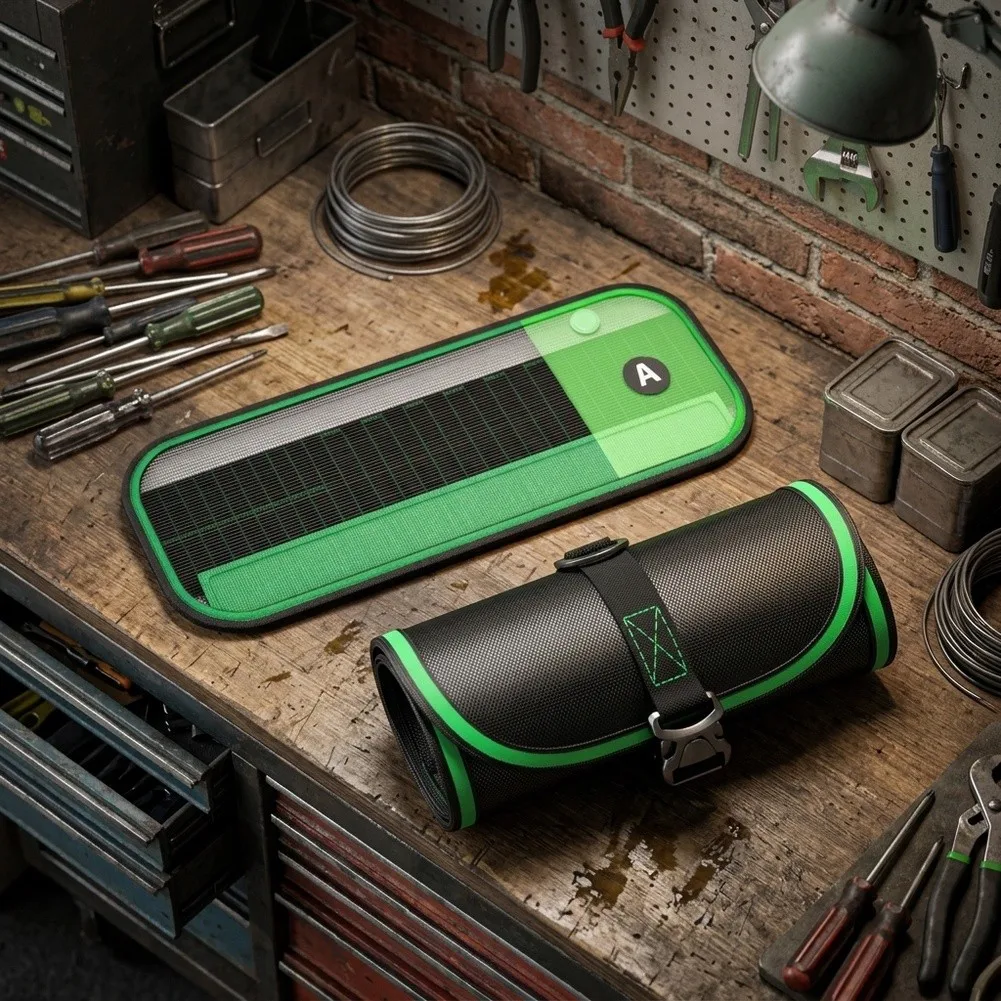 Tool Roll Bag with Waterproof Oxford Cloth Construction 3-Zone Layout and 37 Dedicated Slots for Drill Bits and Accessories