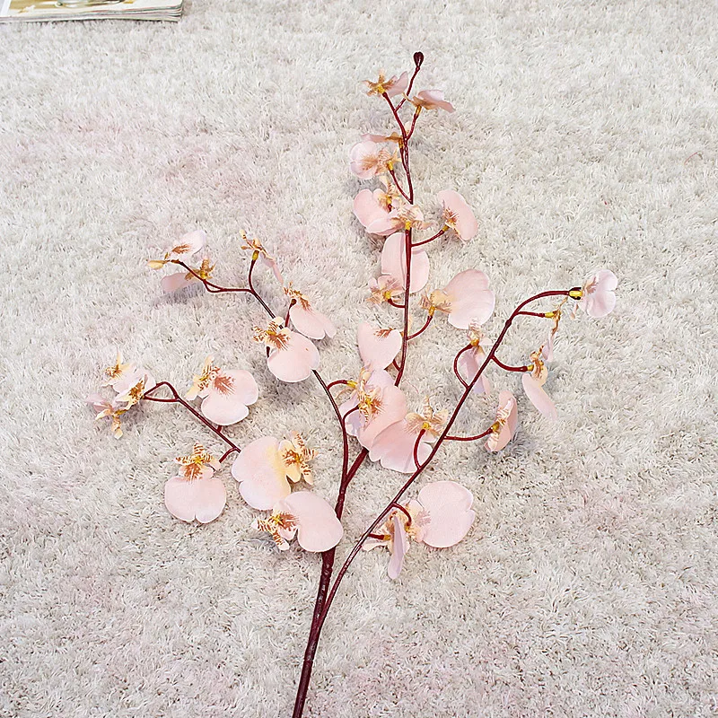 6 Pack Artificial 4 Prongs Dynamic Dancing Orchid Long Branches Silk Artificial Flowers Wedding Photography Home Table Set