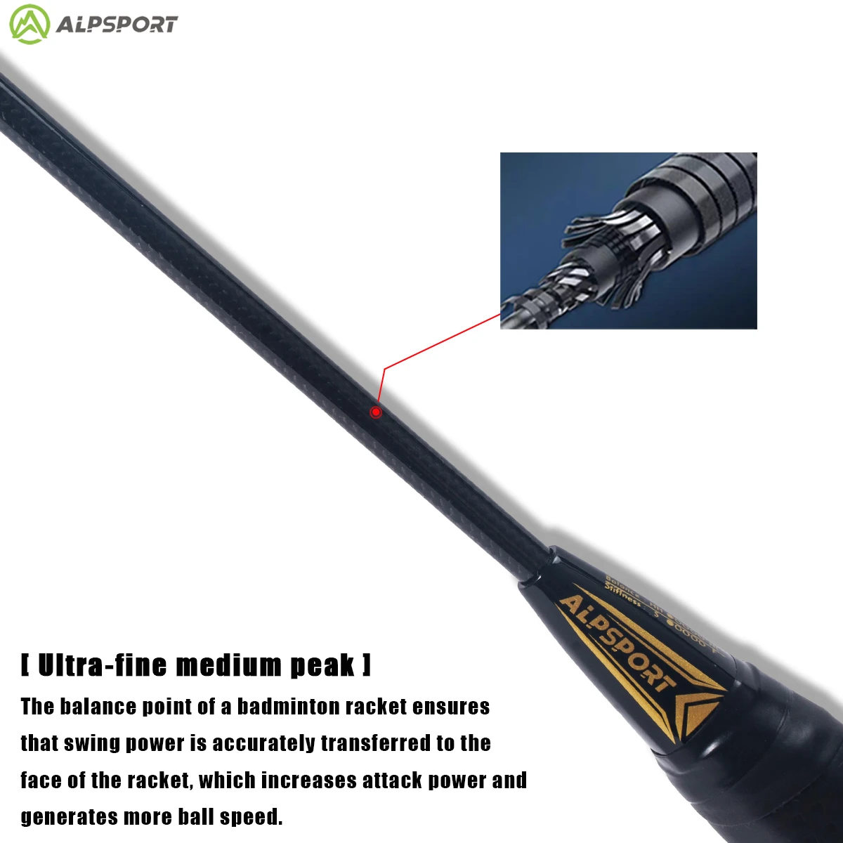 Alpsport BZTK 3U Offensive 90g T800 Badminton Racket Legal Original Imported Maximum 38 lbs Professional Carbon Fiber